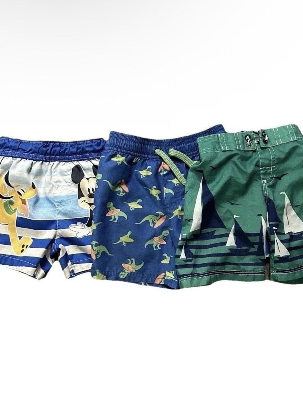 Toddler Boy Swim Trunks Disney Mickey Sail Boats Dinosaurs Size 2T